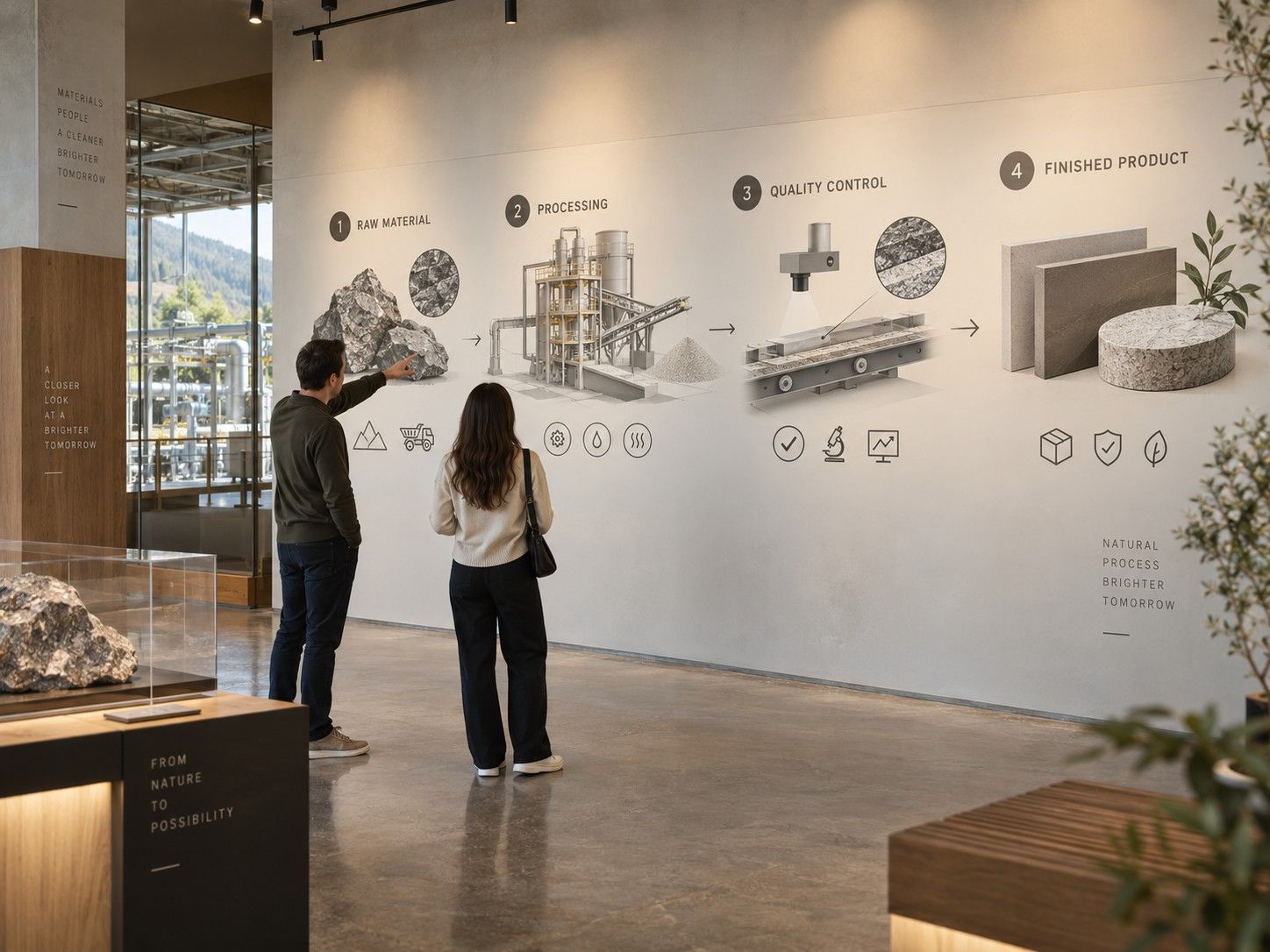 Showroom mit gedruckter Prozessgrafik